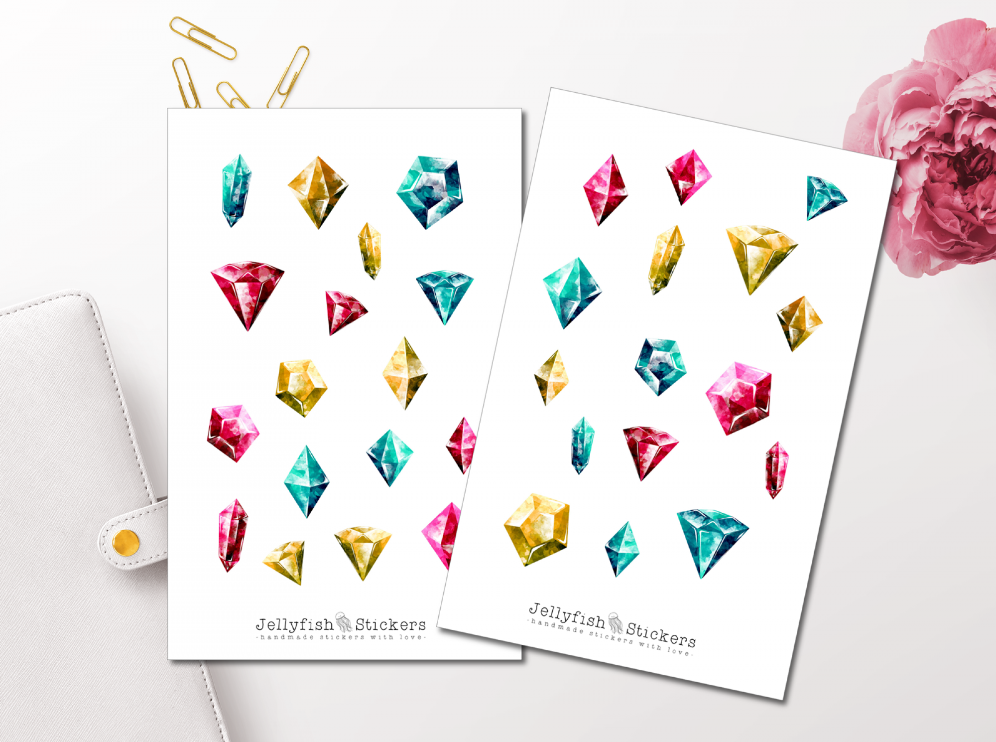 Diamanten Aquarell Sticker Set